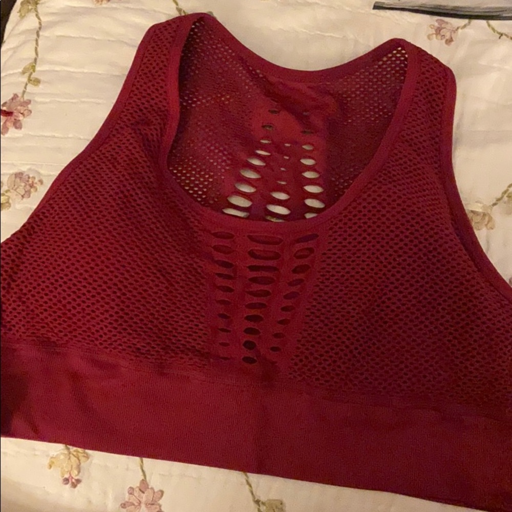 Burgundy sports bra